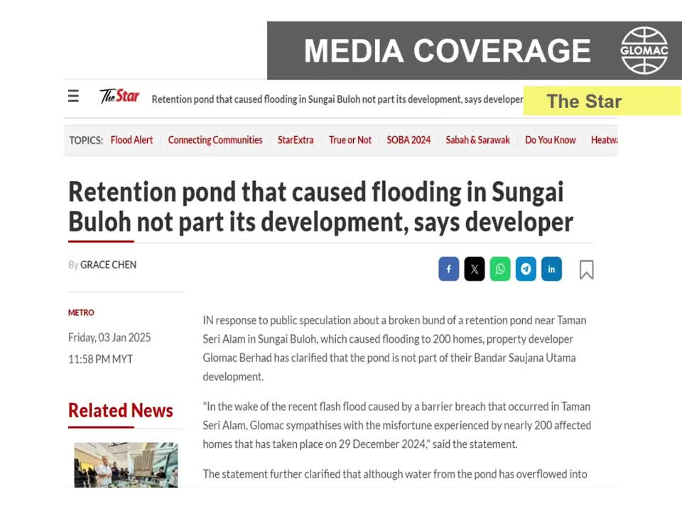 Retention pond that caused flooding in Sungai Buloh not part its development, says developer